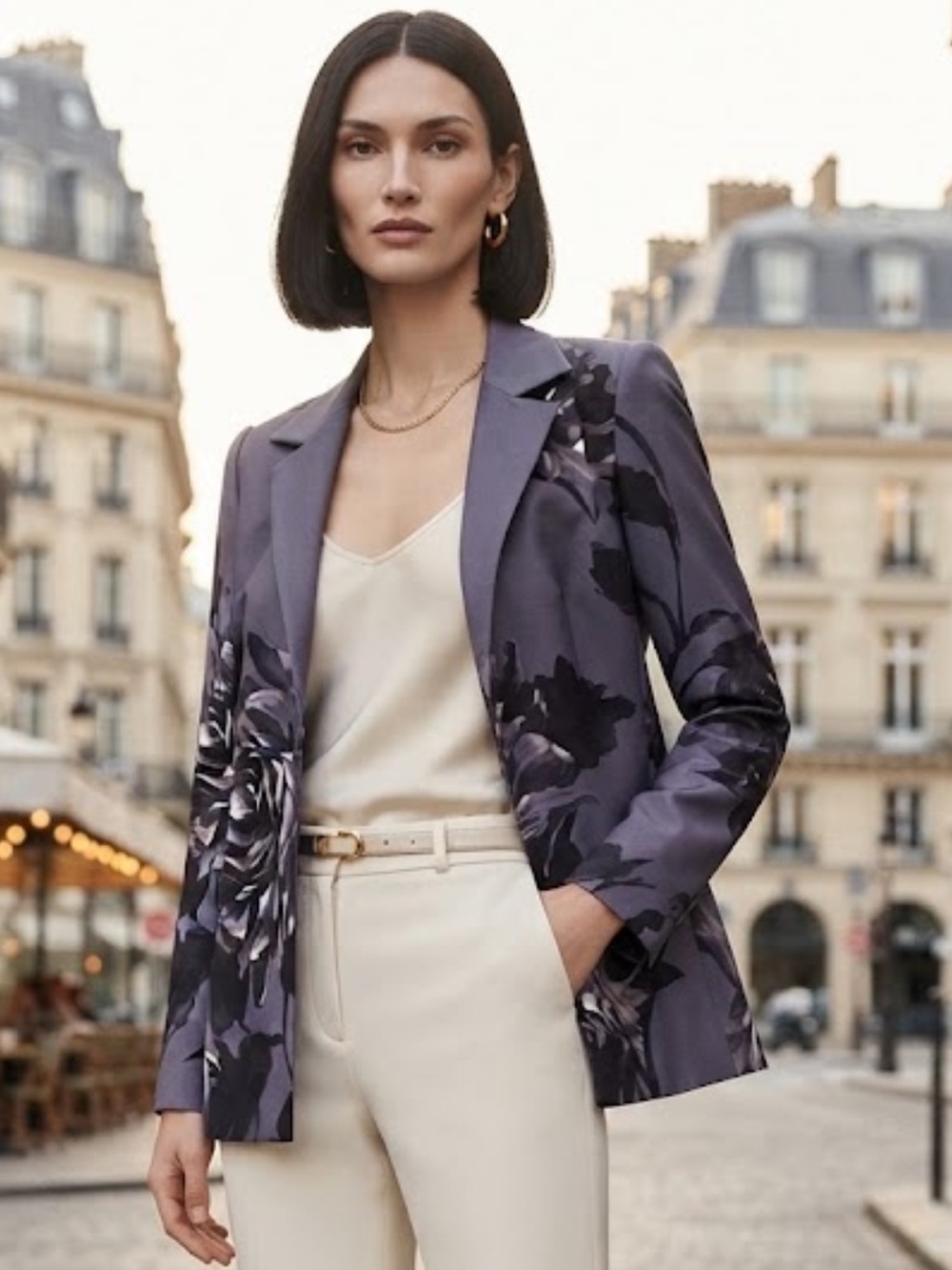 NWOT Vintage Ellen Tracy Floral Open Front Blazer Jacket